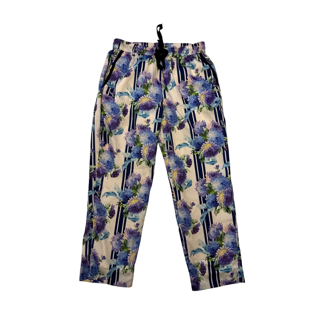 J.Crew Re-Imagined Floral Stripe Pull On Pants Purple Blue Chrysanthemum Size 8